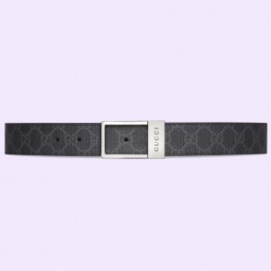 Gucci Rectangular Belt 35MM in Black GG Supreme Canvas