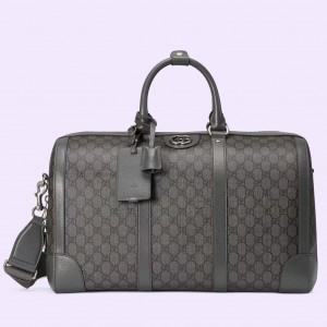 Gucci Savoy Small Duffle Bag in Grey GG Supreme Canvas
