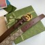 Gucci GG Supreme & Brown Leahter Belt 30MM with Double G Buckle