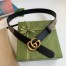 Gucci GG Supreme & Black Leahter Belt 30MM with Double G Buckle